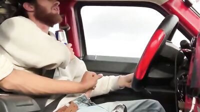 Two HOT Men Masturbating In The Car