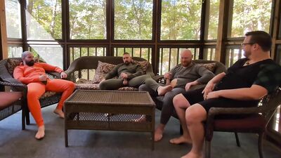 Union Suit Bear Orgy on the Back Porch - free gay porn