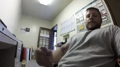 married teacher loves to jerk off in his office with the door open - free gay porn