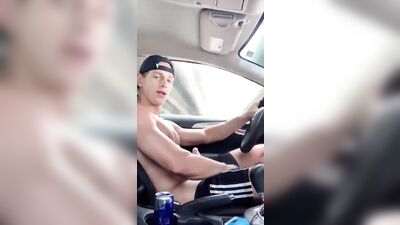hot guy cumming in car - free gay porn