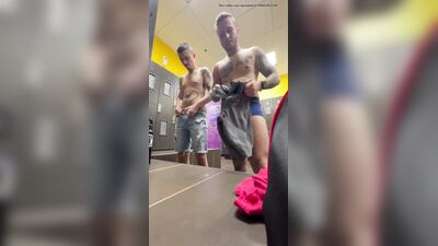 grabbing each others dick in the locker room - free gay porn