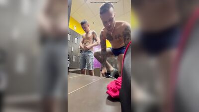 grabbing each others dick in the locker room - free gay porn
