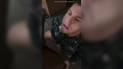 white soldier blows a huge bbc swallows cum he cums - free gay porn