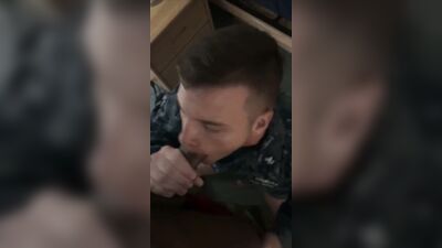 white soldier blows a huge bbc swallows cum he cums - free gay porn