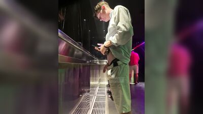 uncut softie and balls out at urinal - free gay porn