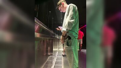 uncut softie and balls out at urinal - free gay porn