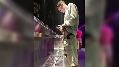 uncut softie and balls out at urinal - free gay porn