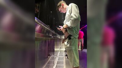 uncut softie and balls out at urinal - free gay porn
