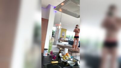 kevin filming naked friend in kitchen - free gay porn