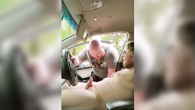 big sexy fat guy jerks in the car - free gay porn