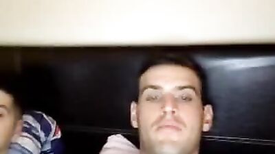 147. 2 best friends jerking together their hard cocks on cam - free gay porn