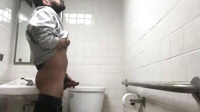 caught pissing with a boner in the work restroom on hidden camera - free gay porn