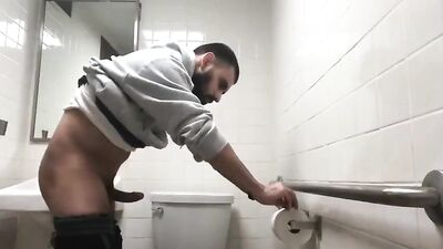 caught pissing with a boner in the work restroom on hidden camera - free gay porn