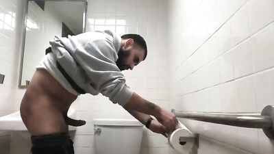 caught pissing with a boner in the work restroom on hidden camera - free gay porn