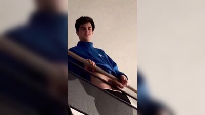str8 hung boy with hardon in stairway - free gay porn