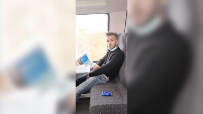 french guy jerks off in the train in public - free gay porn