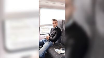 french guy jerks off in the train in public - free gay porn