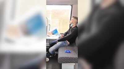 french guy jerks off in the train in public - free gay porn