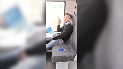 french guy jerks off in the train in public - free gay porn