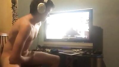 gamer guy secretly wanking with friends on the call clean - free gay porn