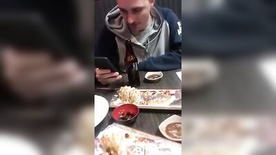 friend dared to cum on his food at restaurant - free gay porn