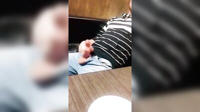 friend dared to cum on his food at restaurant - free gay porn