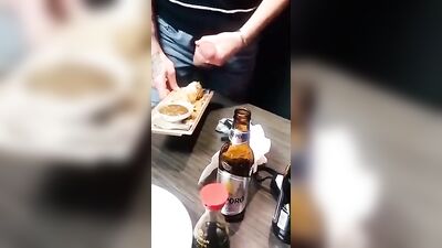 friend dared to cum on his food at restaurant - free gay porn