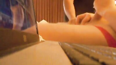 hotel staff catches guy jerking off then helps him cum - free gay porn