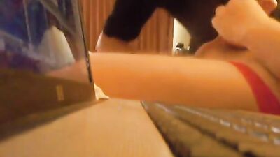 hotel staff catches guy jerking off then helps him cum - free gay porn