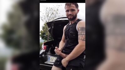 hung guy loves to cum in public places pt2 - free gay porn