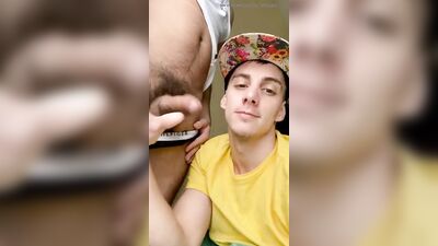 sucking his straight friend with cum in mouth - free gay porn