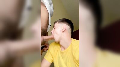sucking his straight friend with cum in mouth - free gay porn