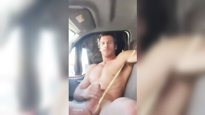 tiktok construction worker blows a load in his truck - free gay porn
