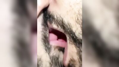 bearded men tongue kissing - free gay porn