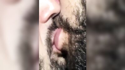 bearded men tongue kissing - free gay porn