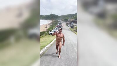 walking naked in public with a boner - free gay porn