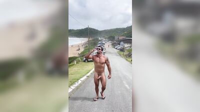 walking naked in public with a boner - free gay porn