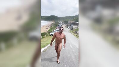 walking naked in public with a boner - free gay porn