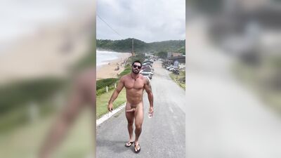 walking naked in public with a boner - free gay porn
