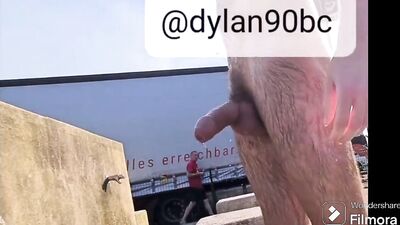 exhibitionist exposes his erection at truck stop - free gay porn