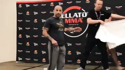 hot fighter opening the towel at the weigh in - free gay porn
