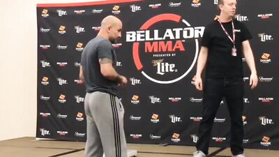 hot fighter opening the towel at the weigh in - free gay porn