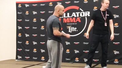 hot fighter opening the towel at the weigh in - free gay porn