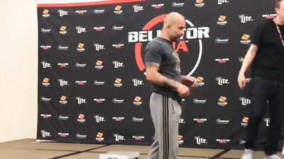 hot fighter opening the towel at the weigh in - free gay porn