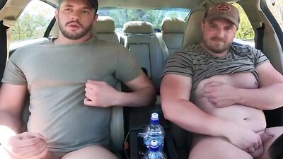country best friends jerk off together in pickup - free gay porn