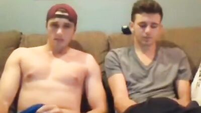 two straight dudes jerk and suck each other on cam - free gay porn