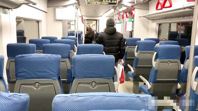 extreme public jerk and cum in the train - free gay porn