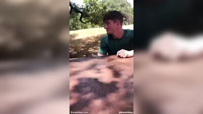 dared to jerk str8 guy at picnic table - free gay porn