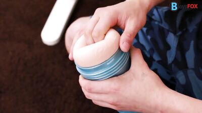 military twink kenton slides into a toy