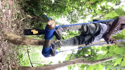 blacktarzanx Post 'Made my own swing in the woods and then decided to jerk off  ' by 'blacktarzanx' from OF - free gay porn